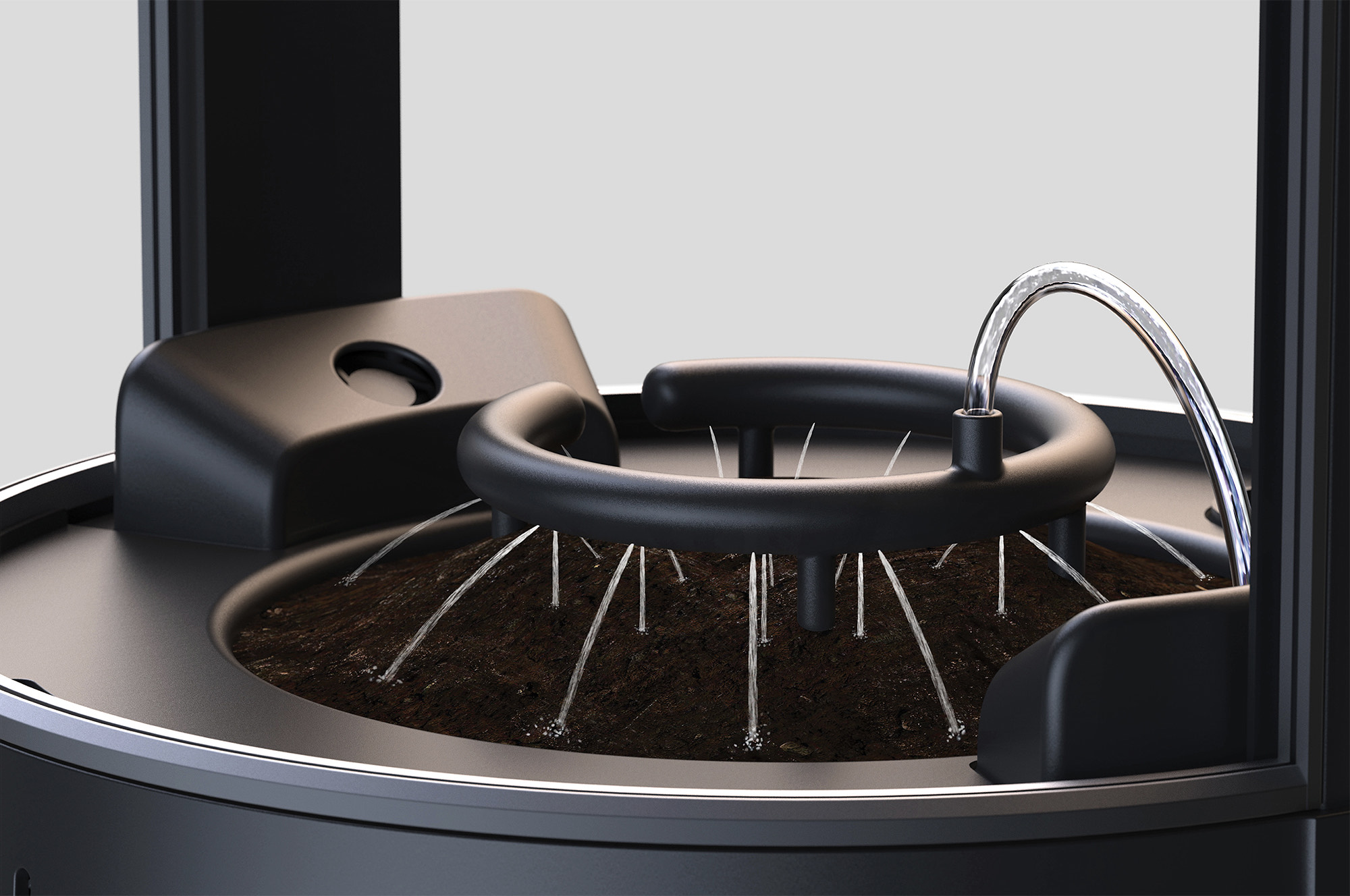 Cryptogrow watering halo distributing water around the growing medium
