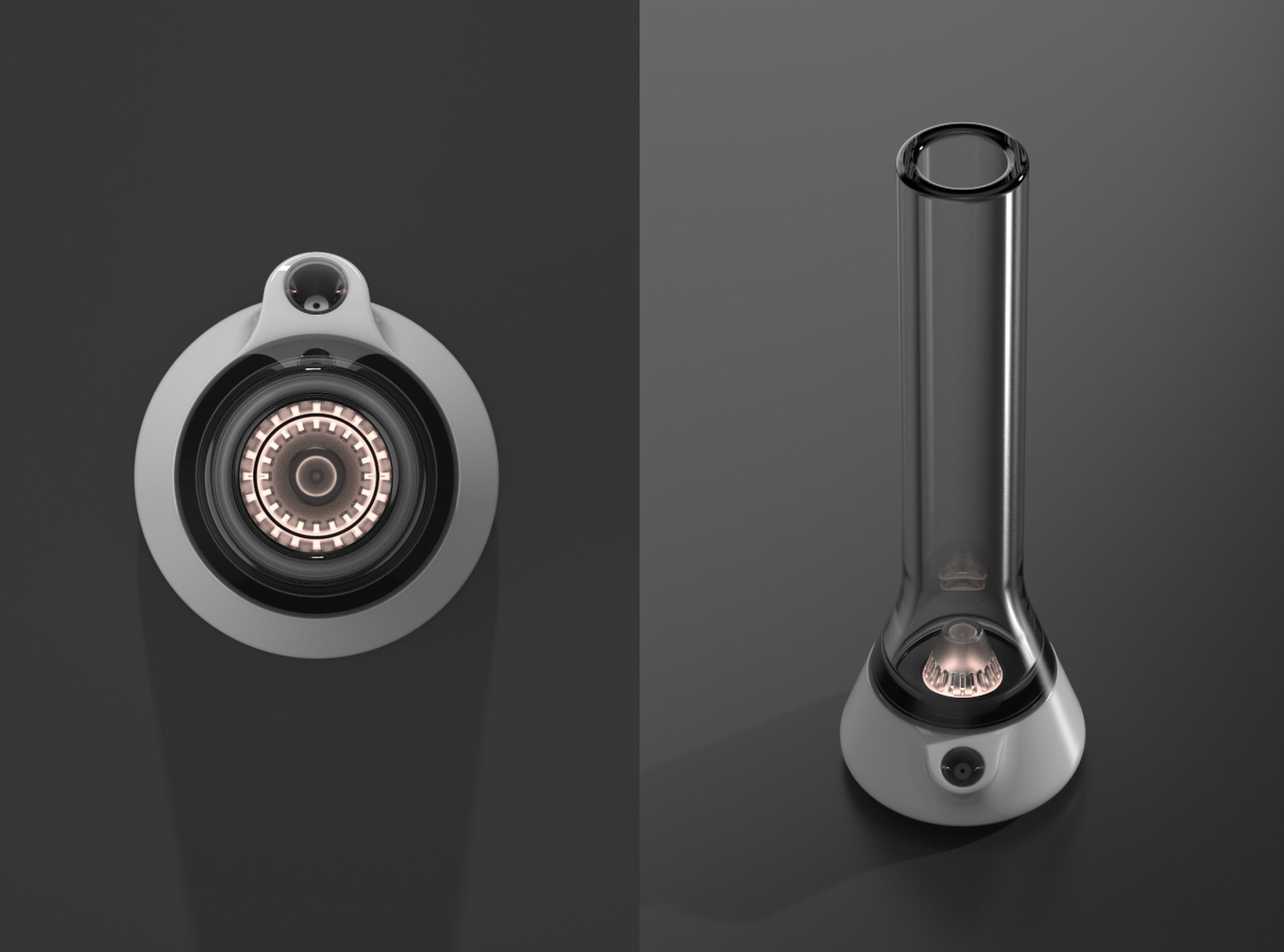 ZRO:ONE modular waterpipe shown in two final product views